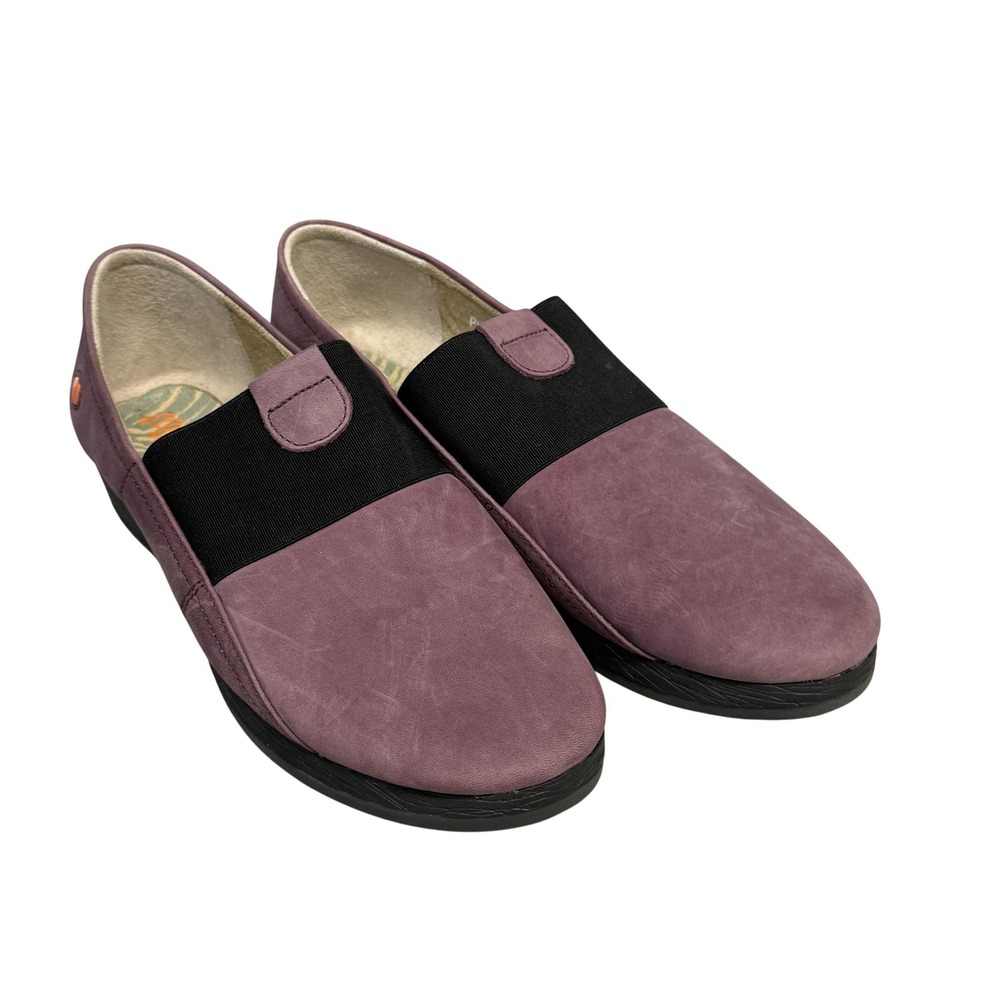 Softinos Shoes Womens Size 7.5 Purple Leather Slip On‎ Comfort Wedge Casual